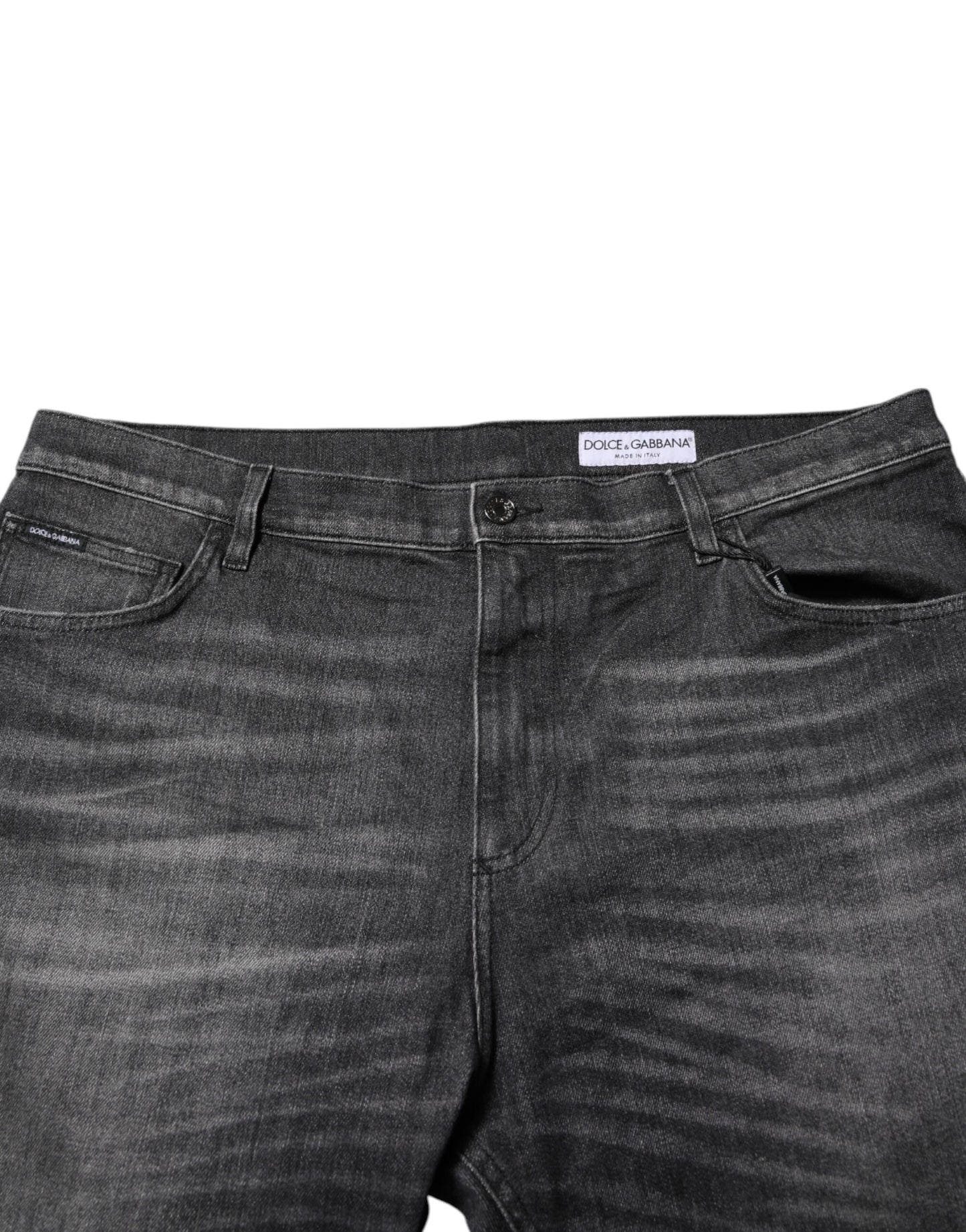 Dolce &amp; Gabbana Graue Jeans aus gewaschener Baumwolle mit lockerem Schnitt