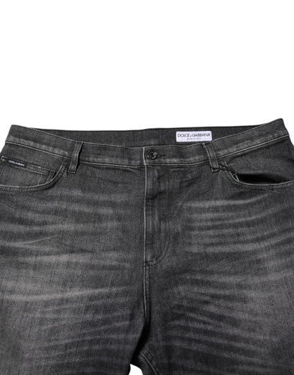 Dolce &amp; Gabbana Graue Jeans aus gewaschener Baumwolle mit lockerem Schnitt