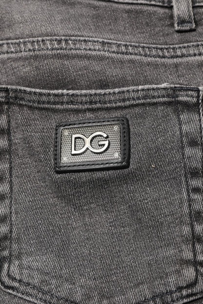 Dolce &amp; Gabbana Graue Baumwoll-Logo-Plakette für Herren