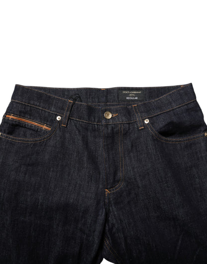 Dolce &amp; Gabbana Dunkelblaue Jeans aus Baumwolle mit Logo-Plakette für Herren