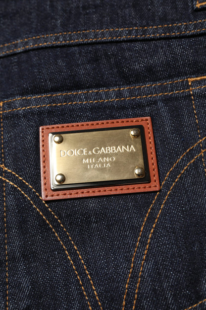 Dolce &amp; Gabbana Dunkelblaue Jeans aus Baumwolle mit Logo-Plakette für Herren
