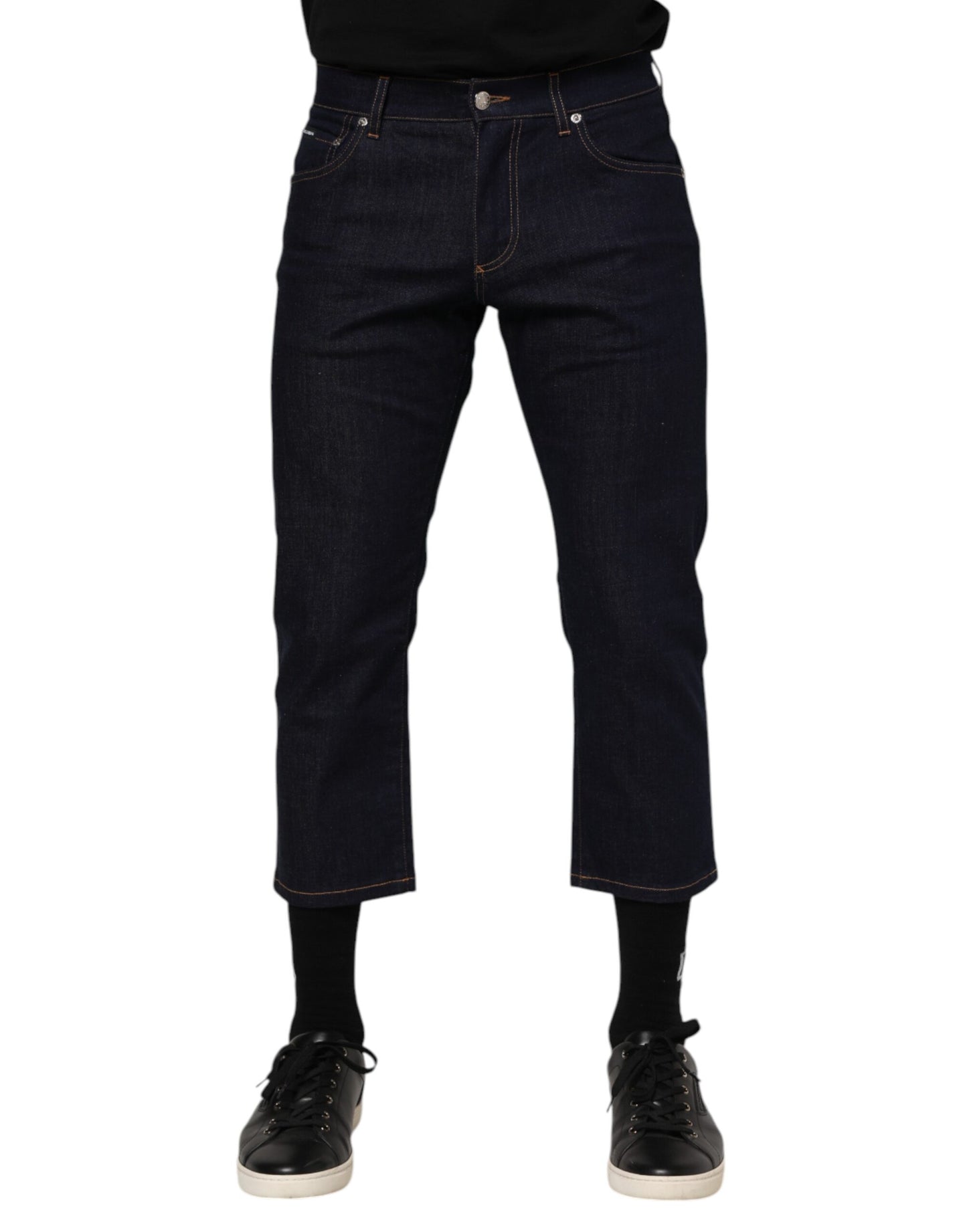 Dolce &amp; Gabbana Slim Fit Jeans aus Baumwolle mit Logo in Dunkelblau für Herren