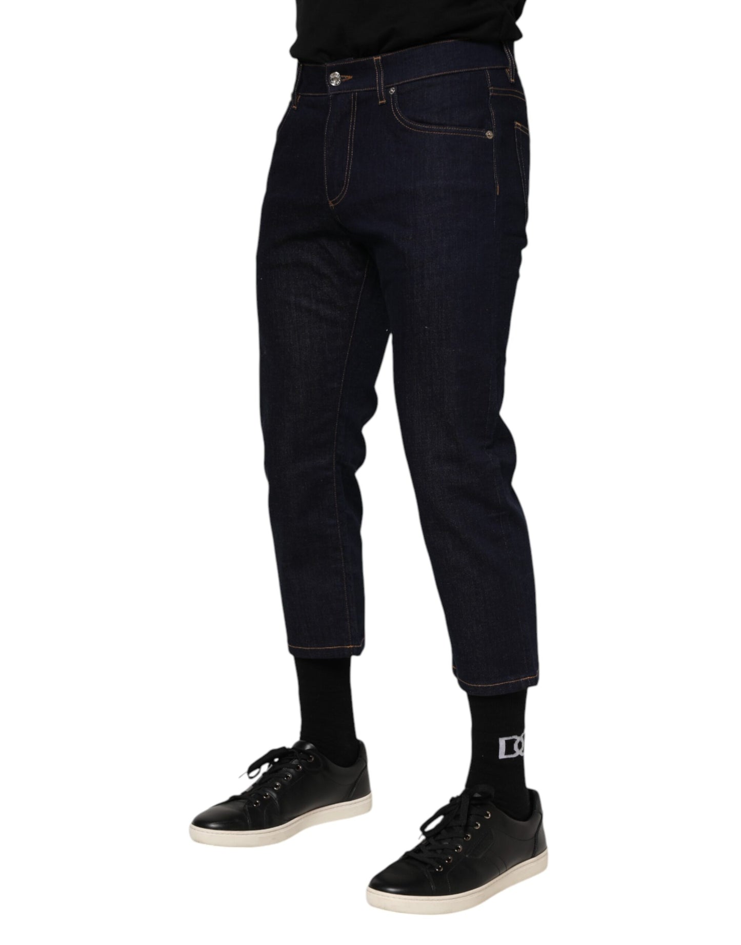 Dolce &amp; Gabbana Slim Fit Jeans aus Baumwolle mit Logo in Dunkelblau für Herren
