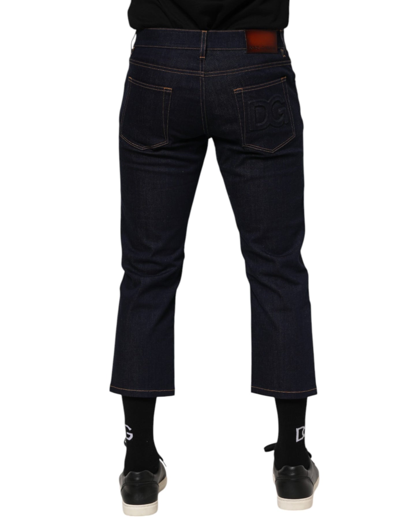 Dolce &amp; Gabbana Slim Fit Jeans aus Baumwolle mit Logo in Dunkelblau für Herren