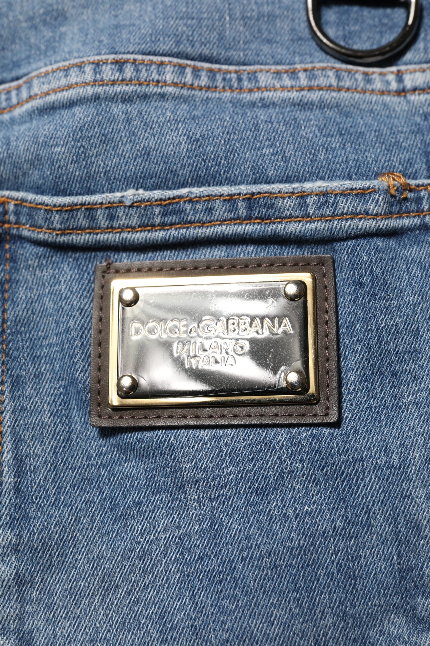 Dolce &amp; Gabbana – Zerfetzte Skinny-Jeans aus blauem Baumwoll-Denim mit Logo