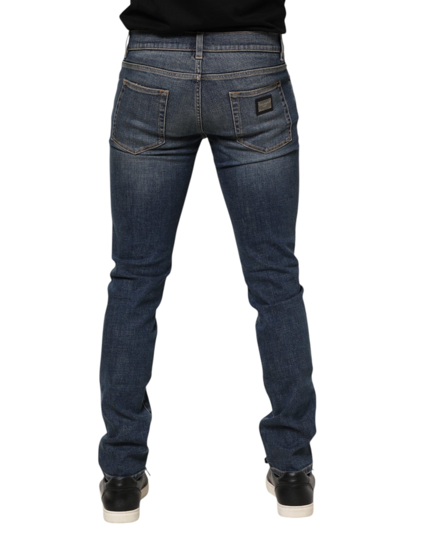 Dolce &amp; Gabbana – Blau verwaschene Skinny-Jeans mit Logo-Plakette für Herren