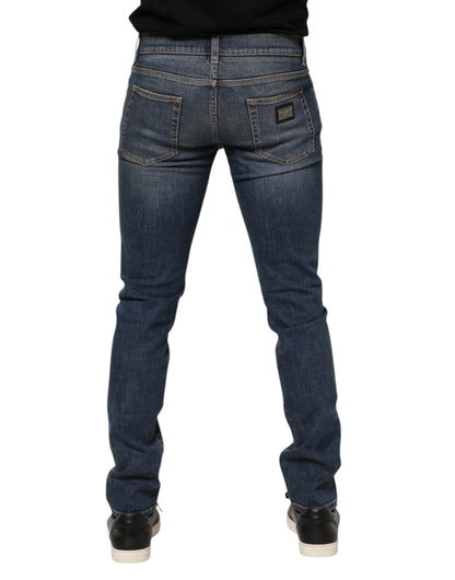 Dolce &amp; Gabbana – Blau verwaschene Skinny-Jeans mit Logo-Plakette für Herren