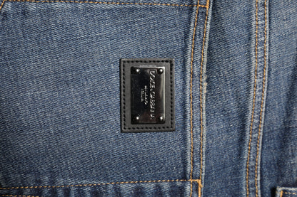 Dolce &amp; Gabbana – Blau verwaschene Skinny-Jeans mit Logo-Plakette für Herren