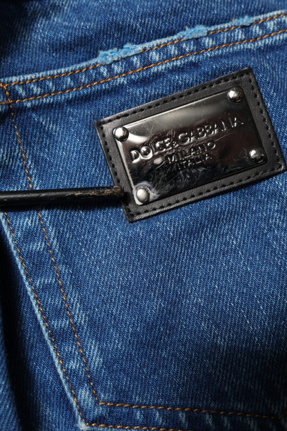 Dolce &amp; Gabbana – Blaue Jeans aus Baumwoll-Denim mit Logo-Plakette
