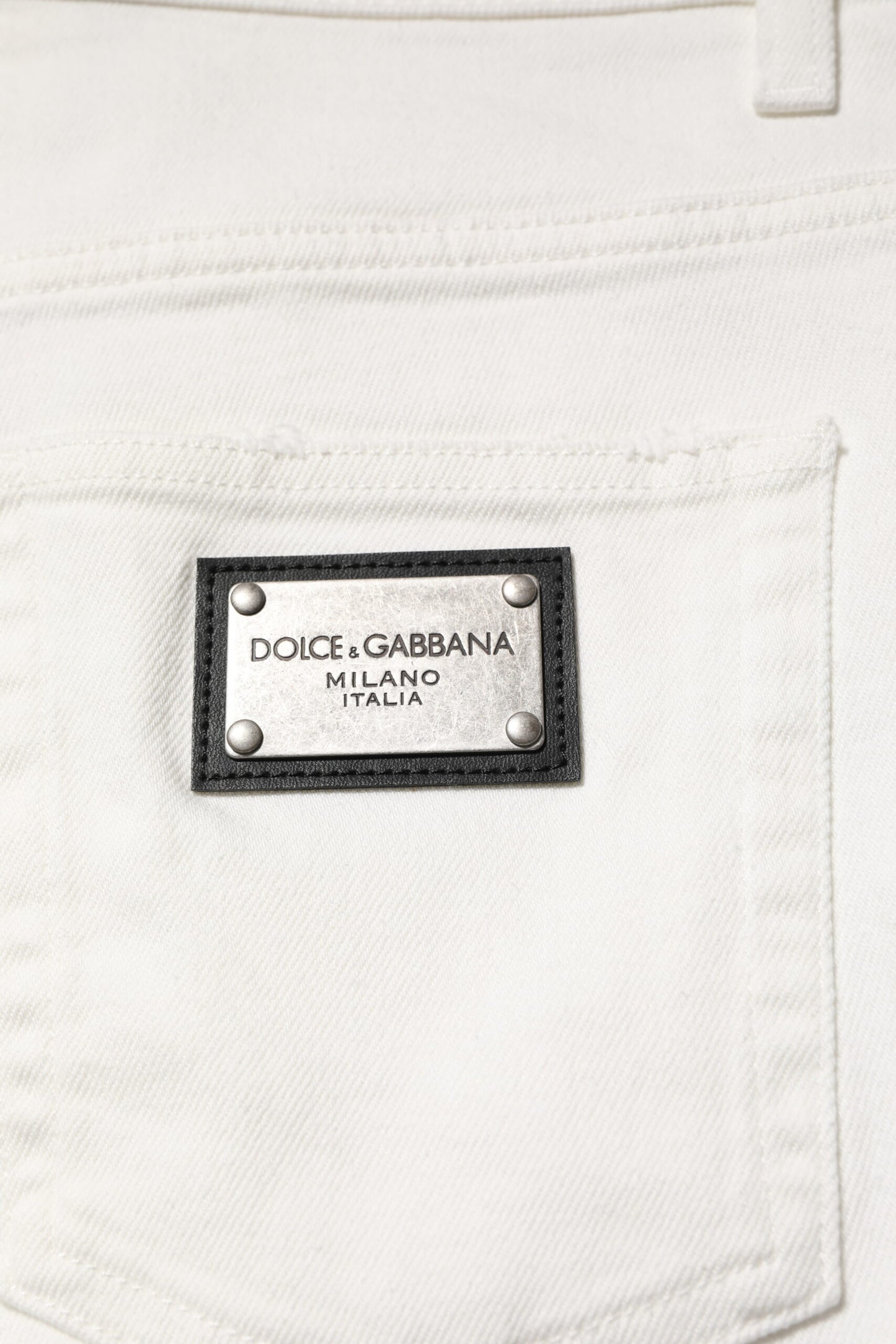 Dolce &amp; Gabbana Weiße, lockere Herren-Jeans aus Baumwolle