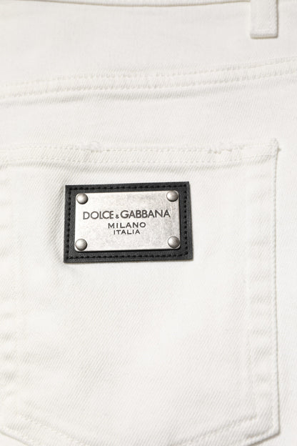 Dolce &amp; Gabbana Weiße, lockere Herren-Jeans aus Baumwolle