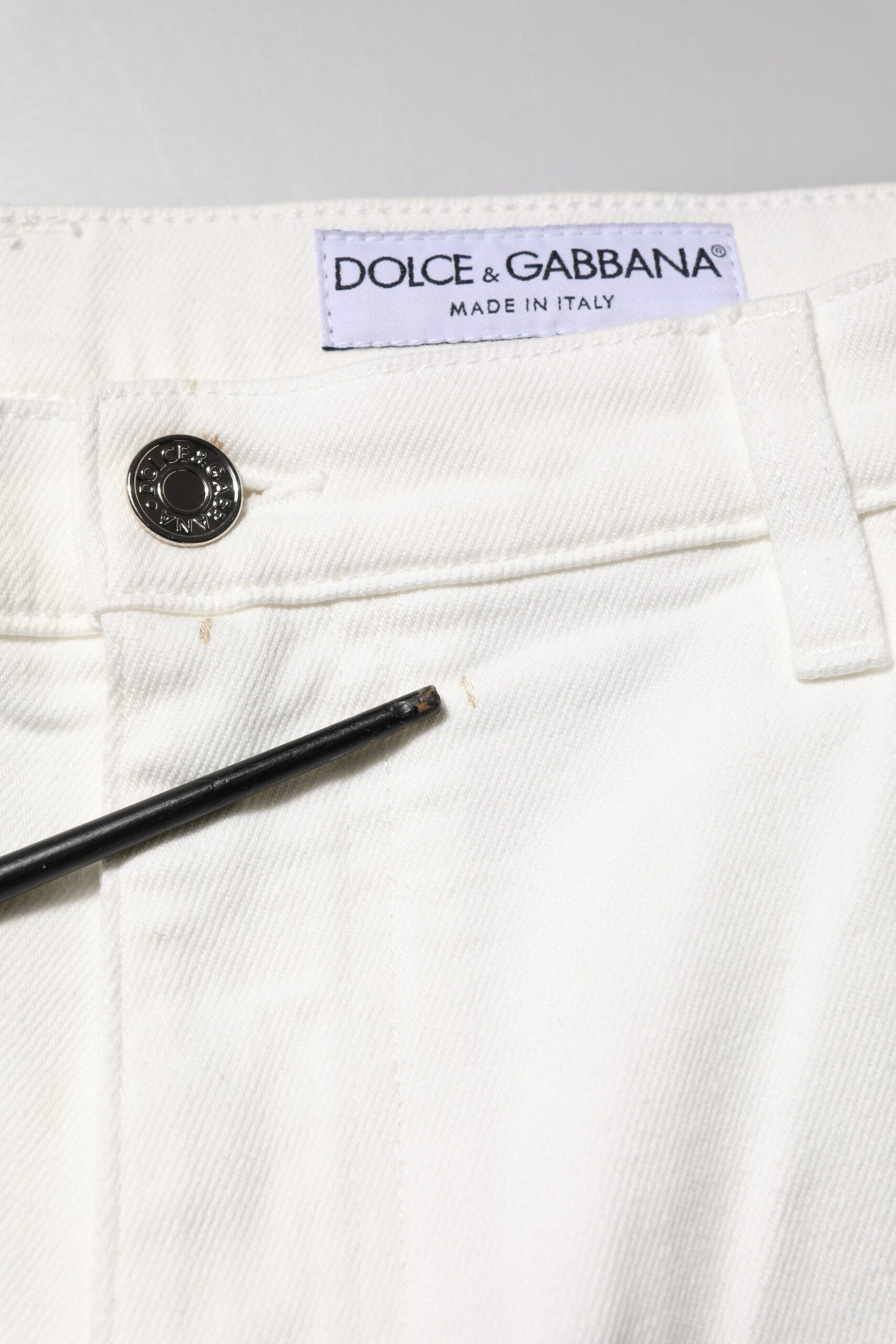 Dolce &amp; Gabbana Weiße, lockere Herren-Jeans aus Baumwolle