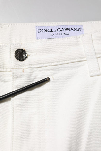 Dolce &amp; Gabbana Weiße, lockere Herren-Jeans aus Baumwolle