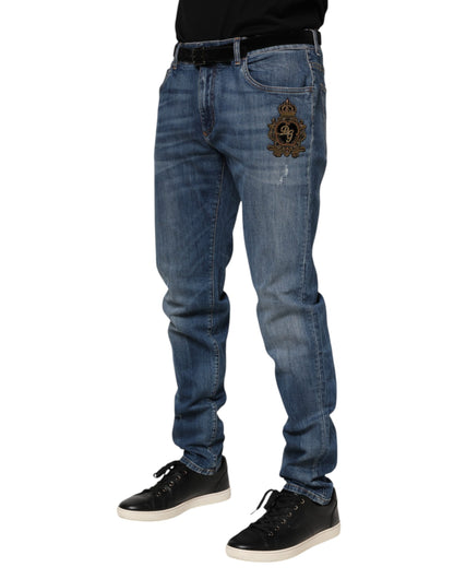 Dolce &amp; Gabbana – Blaue Jeans mit Logostickerei