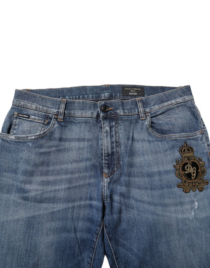 Dolce &amp; Gabbana – Blaue Jeans mit Logostickerei