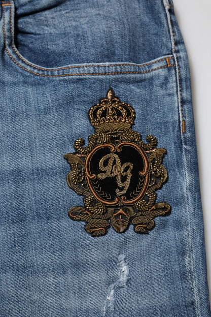Dolce &amp; Gabbana – Blaue Jeans mit Logostickerei