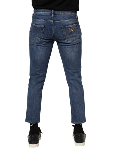 Dolce &amp; Gabbana – Blaue Jeans aus Baumwoll-Denim mit Logo-Plakette