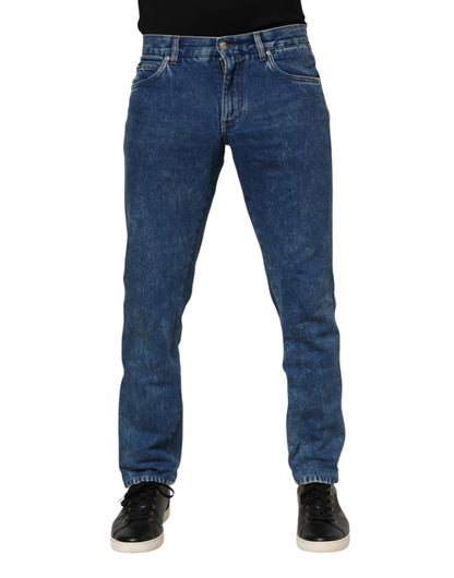 Dolce &amp; Gabbana – Blaue Jeans aus Baumwoll-Denim mit Logo-Plakette