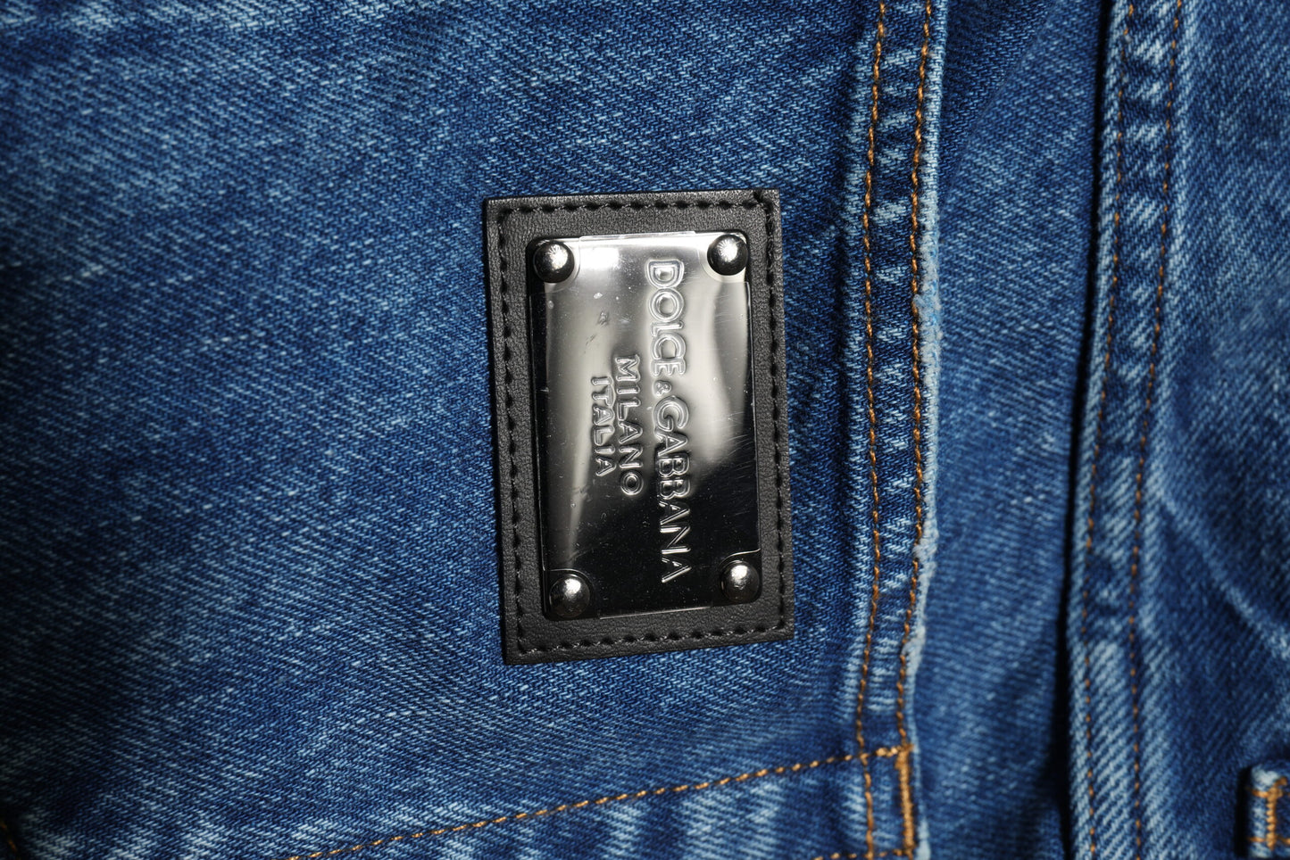 Dolce &amp; Gabbana – Blaue Jeans aus Baumwoll-Denim mit Logo-Plakette