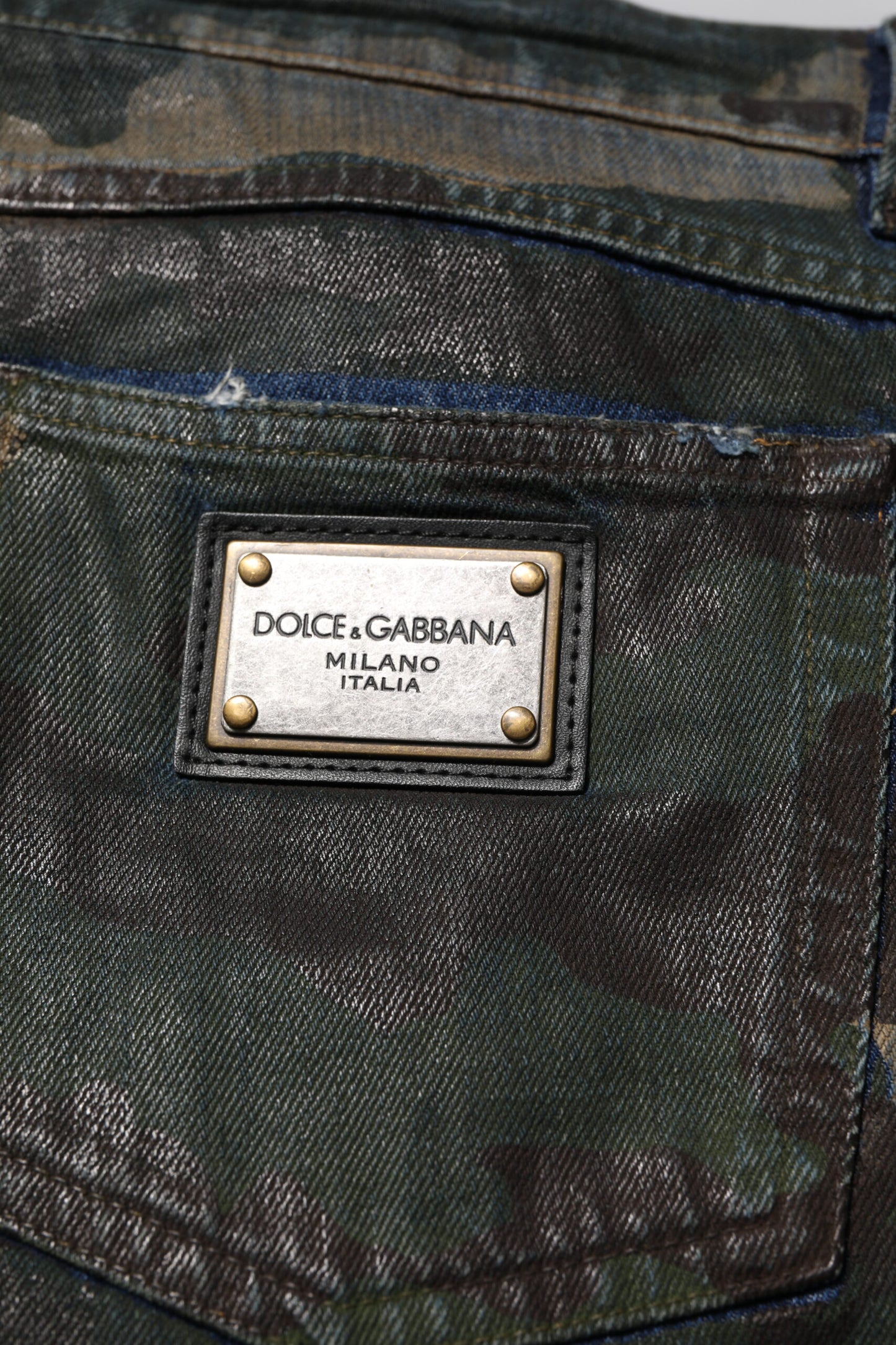 Dolce &amp; Gabbana Blaue Camouflage-Jeans aus Baumwolle