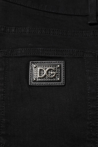Dolce &amp; Gabbana Dunkelblaue Jeans aus Baumwolle mit Logo-Plakette GOLD