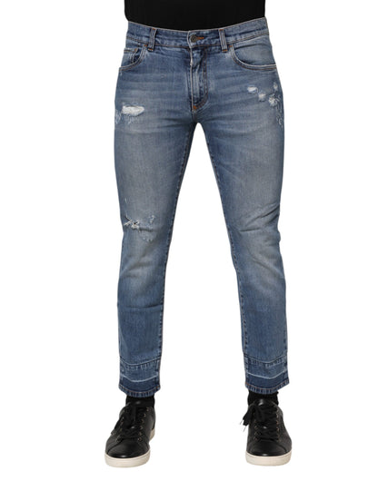 Dolce &amp; Gabbana – Blaue COMFORT-Jeans aus Baumwoll-Logo