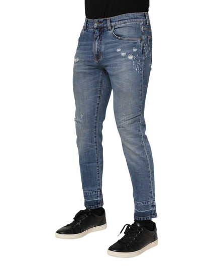 Dolce &amp; Gabbana – Blaue COMFORT-Jeans aus Baumwoll-Logo