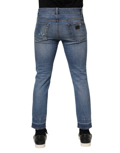 Dolce &amp; Gabbana – Blaue COMFORT-Jeans aus Baumwoll-Logo