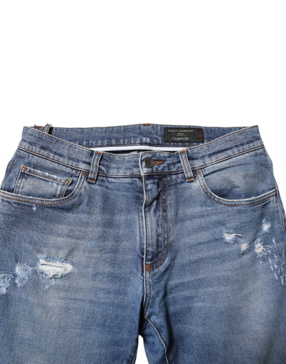 Dolce &amp; Gabbana – Blaue COMFORT-Jeans aus Baumwoll-Logo