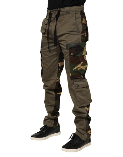 Dolce & Gabbana Brown Cotton Camouflage Cargo Pants