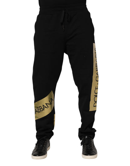 Dolce &amp; Gabbana Schwarze Jogginghose aus Baumwolle mit Logoband für Herren