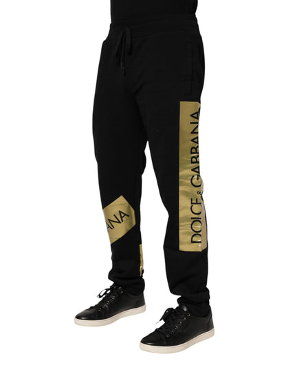Dolce &amp; Gabbana Schwarze Jogginghose aus Baumwolle mit Logoband für Herren
