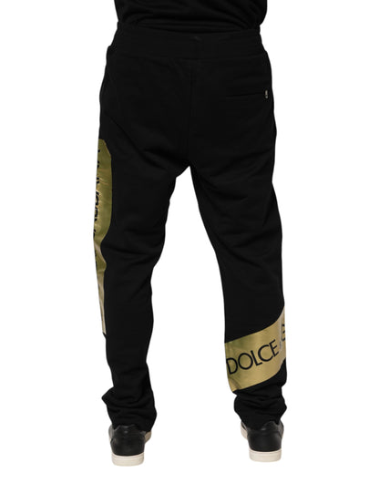 Dolce &amp; Gabbana Schwarze Jogginghose aus Baumwolle mit Logoband für Herren