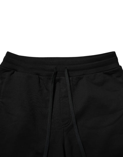 Dolce &amp; Gabbana Schwarze Jogginghose aus Baumwolle mit Logoband für Herren