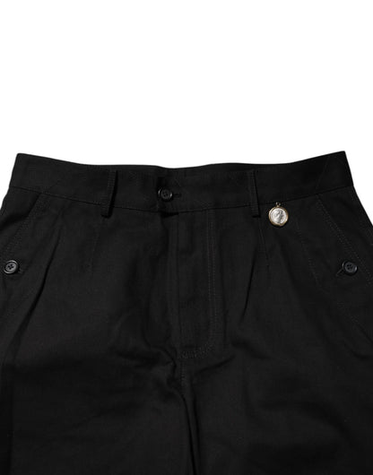 Dolce &amp; Gabbana – Knielange Bermudashorts aus schwarzer Baumwolle für Herren