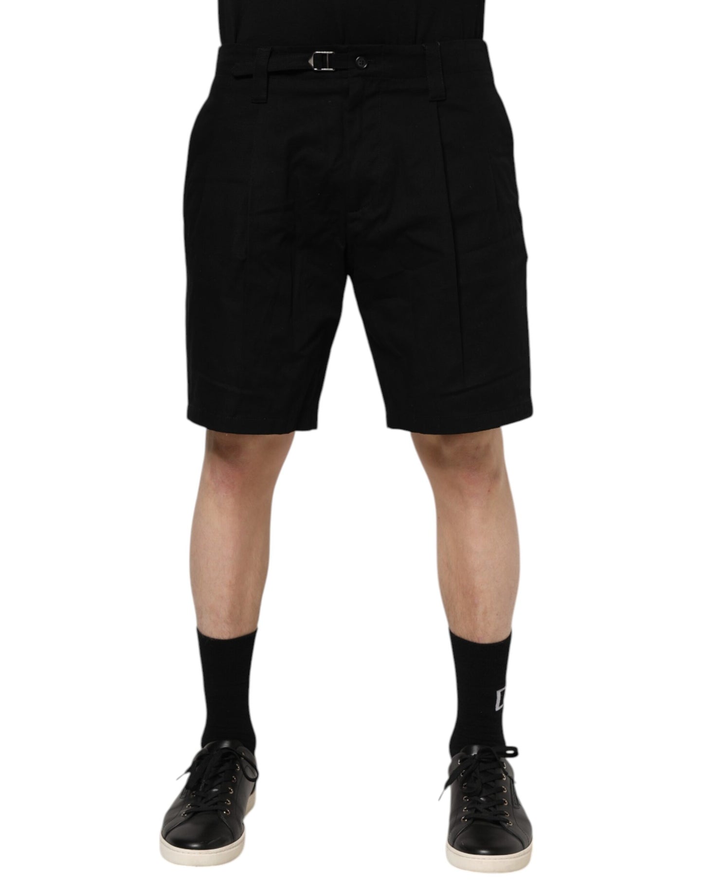 Dolce &amp; Gabbana – Knielange Bermudashorts aus schwarzer Baumwolle für Herren