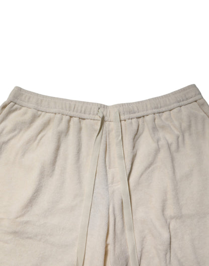 Dolce &amp; Gabbana Herren Bermuda-Sweatshorts aus elfenbeinfarbener Baumwolle