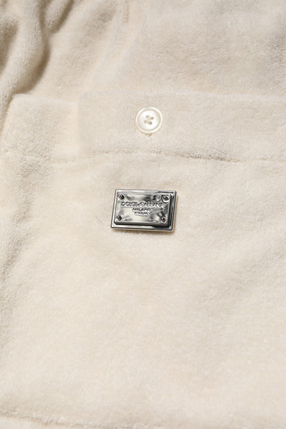 Dolce &amp; Gabbana Herren Bermuda-Sweatshorts aus elfenbeinfarbener Baumwolle