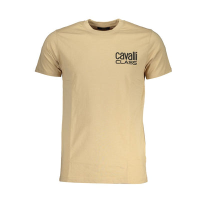 Cavalli Class – Beiges Baumwoll-T-Shirt