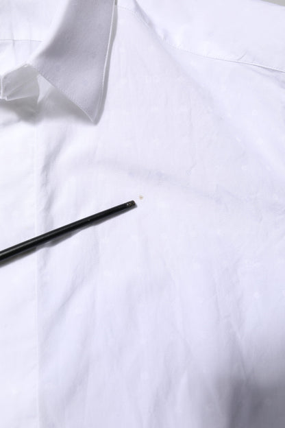 Dolce &amp; Gabbana – Weißes, goldenes Hemd aus Baumwolle