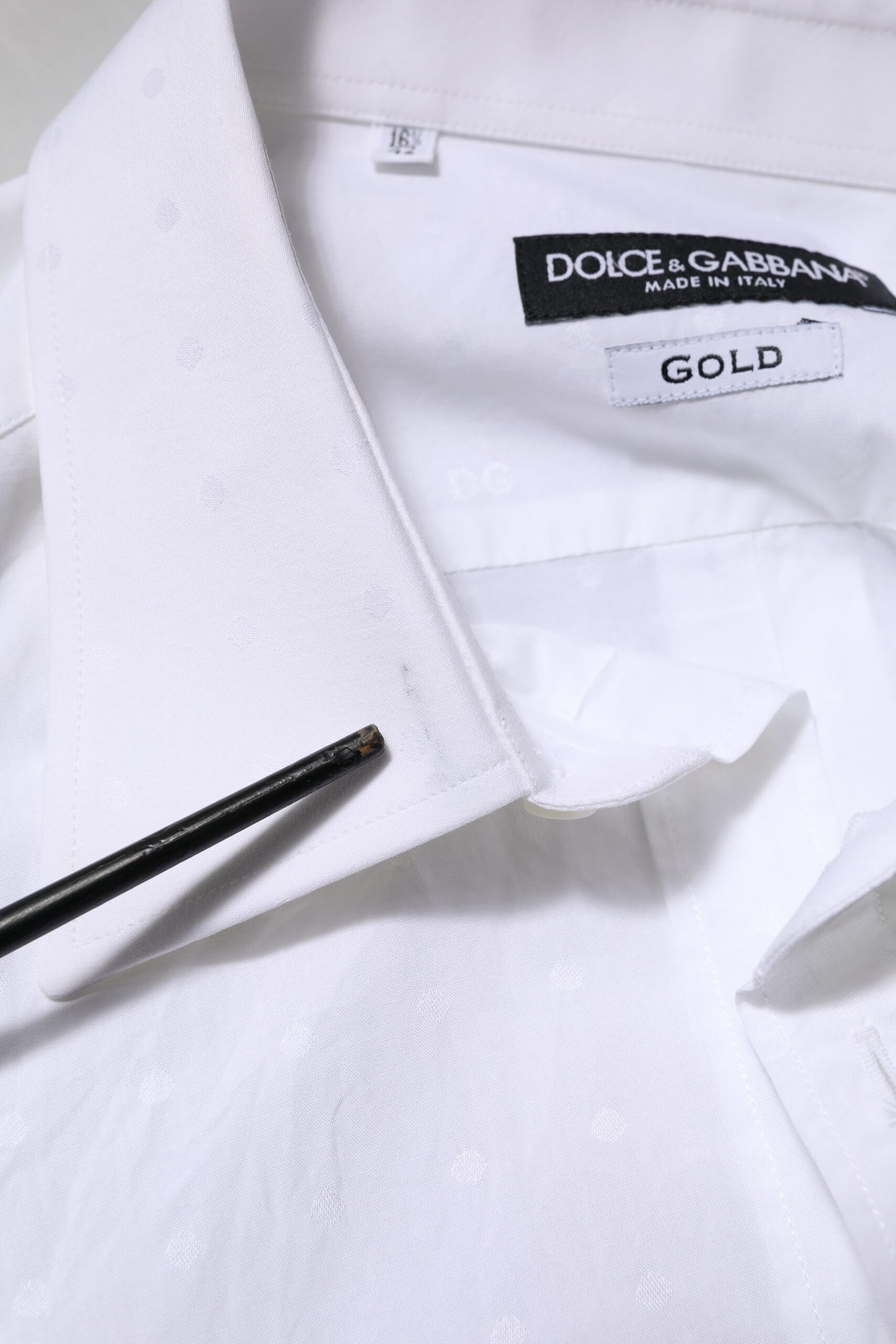 Dolce &amp; Gabbana – Weißes, goldenes Hemd aus Baumwolle