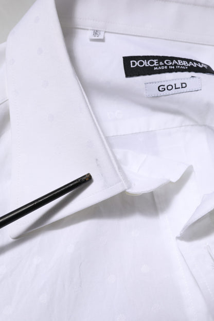 Dolce &amp; Gabbana – Weißes, goldenes Hemd aus Baumwolle