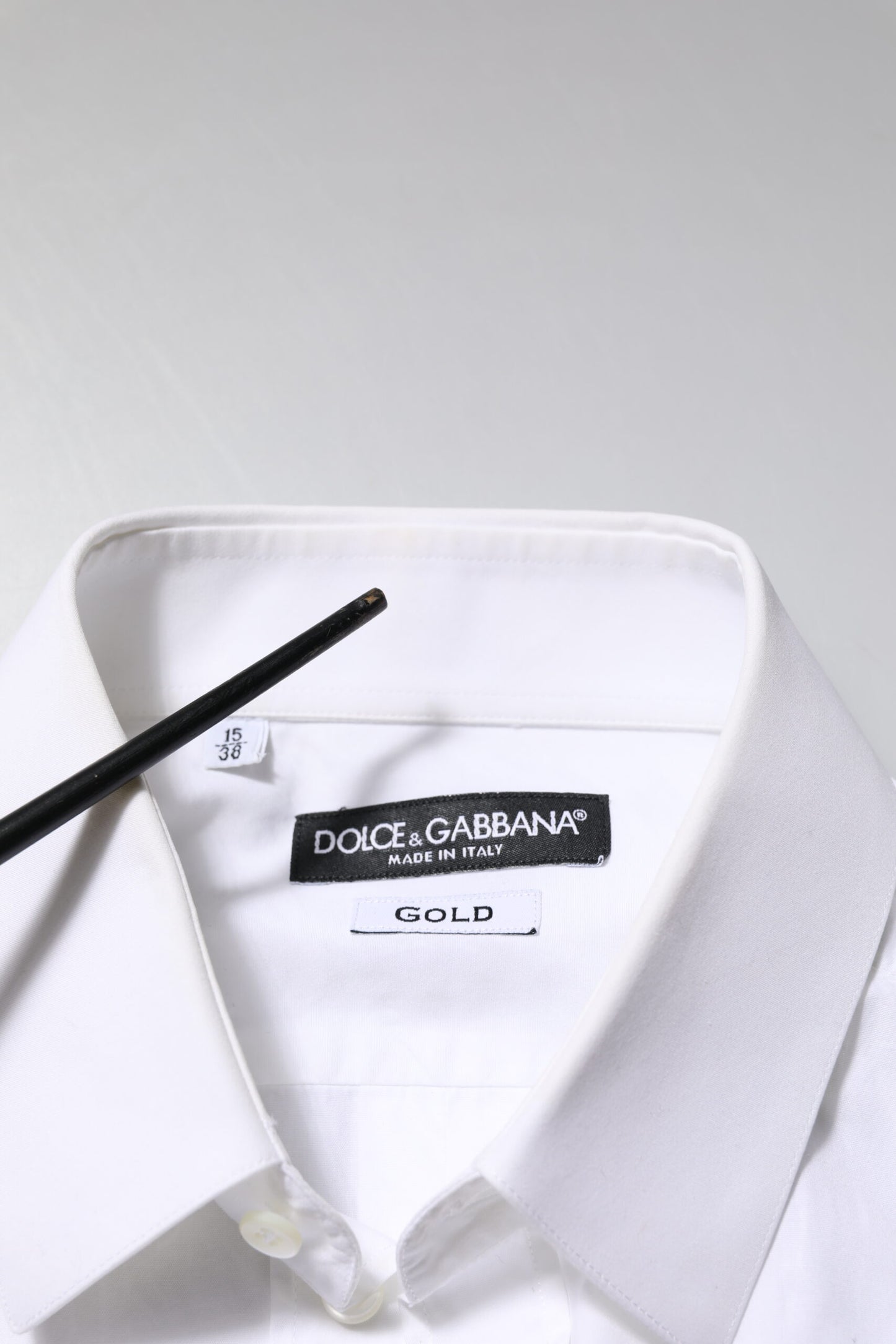 Dolce & Gabbana White Cotton GOLD Long Sleeves Formal Shirt