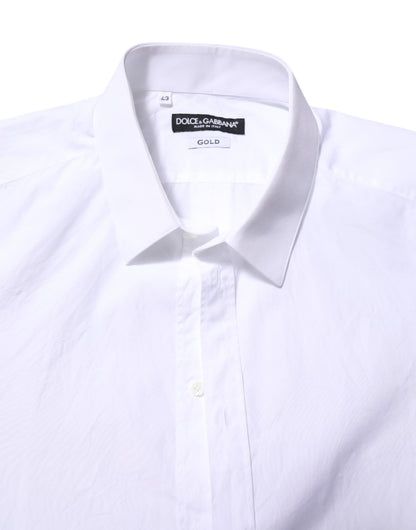 Dolce & Gabbana White Cotton GOLD Long Sleeves Formal Shirt