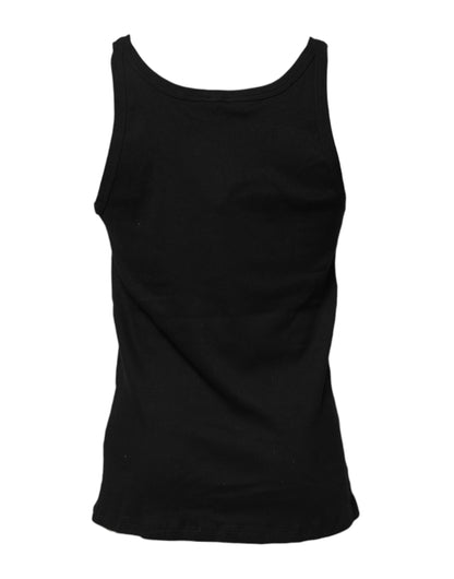 Dolce &amp; Gabbana – Schwarzes, ärmelloses Unterwäsche-Tank-T-Shirt aus Baumwolle