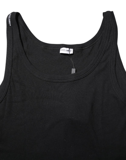Dolce &amp; Gabbana – Schwarzes, ärmelloses Unterwäsche-Tank-T-Shirt aus Baumwolle