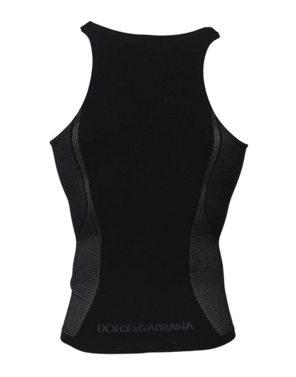 Dolce &amp; Gabbana – Ärmelloses Unterwäsche-Tank-T-Shirt aus schwarzem Nylon