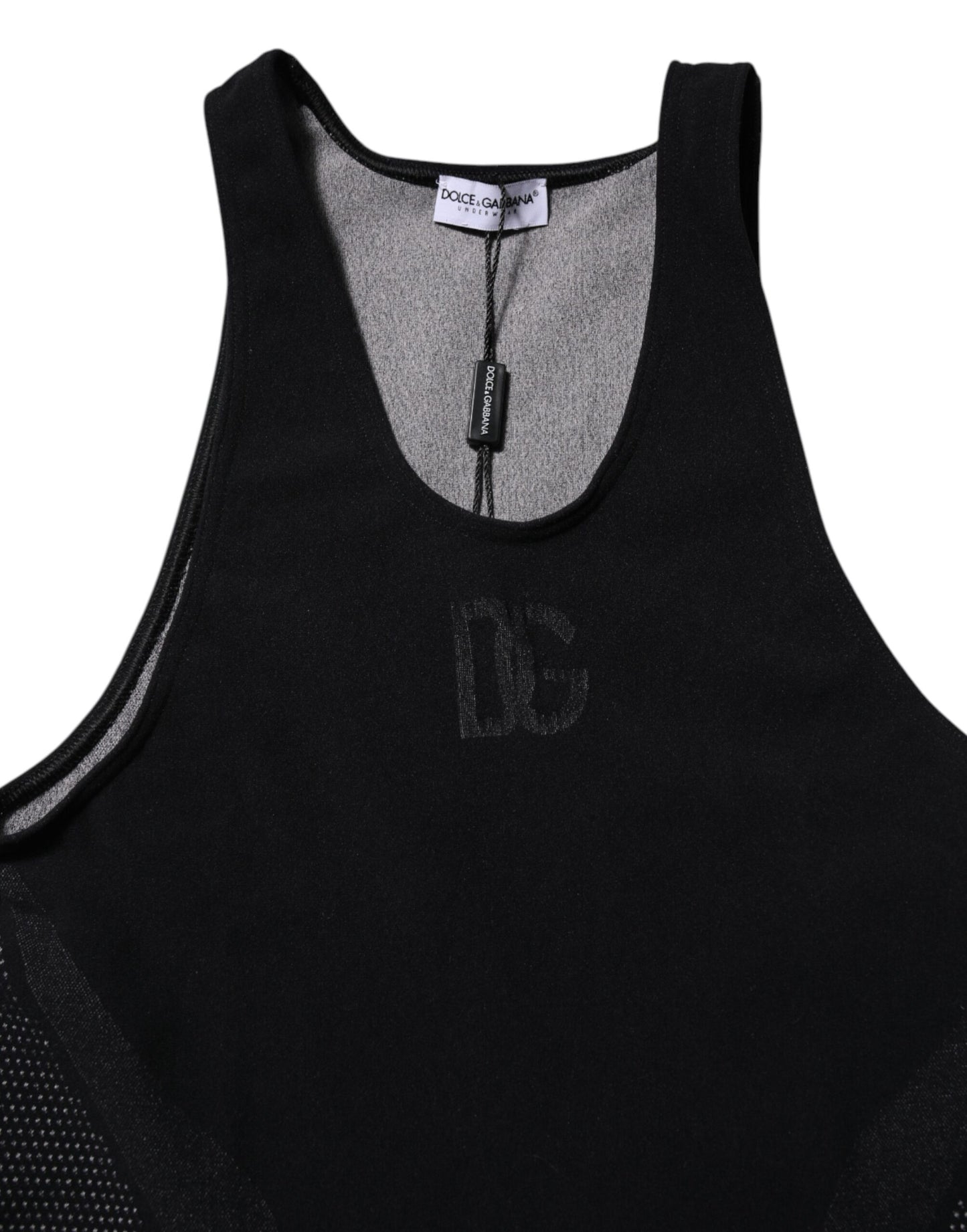 Dolce &amp; Gabbana – Ärmelloses Unterwäsche-Tank-T-Shirt aus schwarzem Nylon