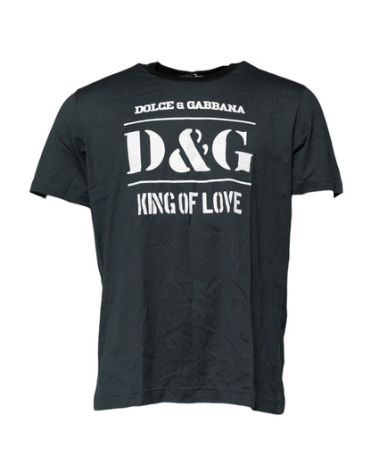 Dolce &amp; Gabbana – Schwarzes, bedrucktes T-Shirt aus Baumwolle mit kurzen Ärmeln