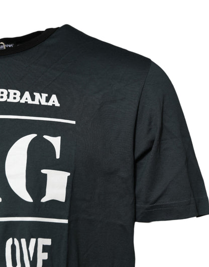Dolce &amp; Gabbana – Schwarzes, bedrucktes T-Shirt aus Baumwolle mit kurzen Ärmeln